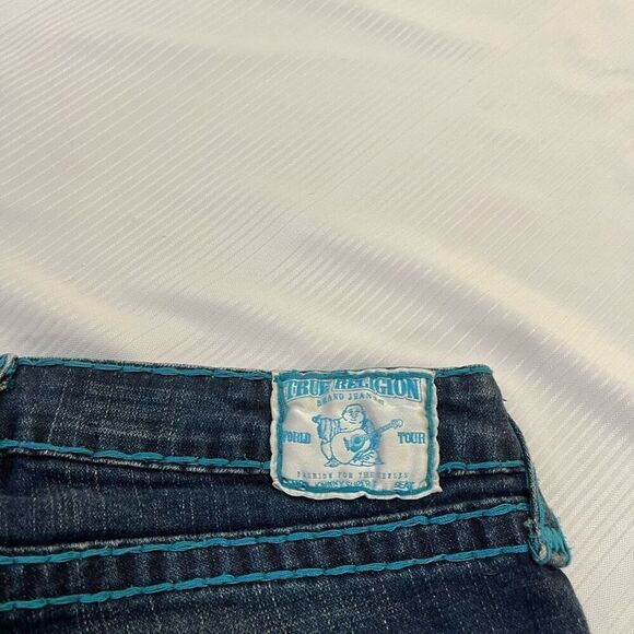 True Religion Joey Super T Denim Blue Stitch Jeans Size 26 Rare - Picture 11 of 11